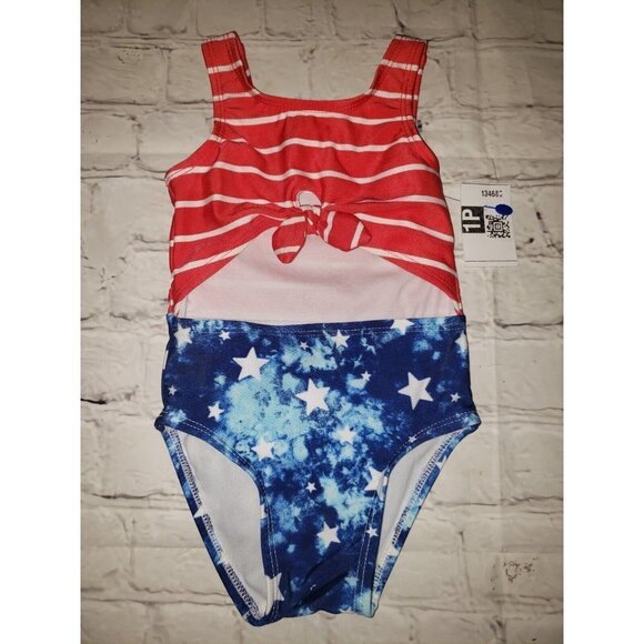 NWOT Cat & Jack Baby Girls Patriotic One-Piece Swimsuit 12mo, 18mo, 2T - Picture 1 of 2
